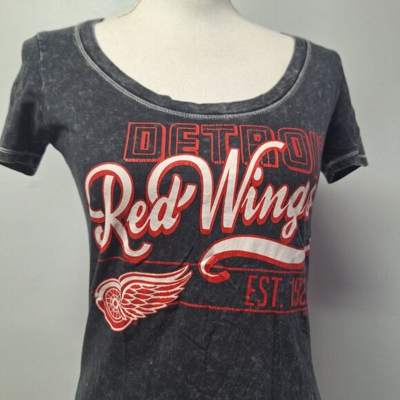 NHL Detroit Red Wings Tee Shirt Gray Womans Small Hockey Michigan Fan Round Neck - Picture 2 of 13